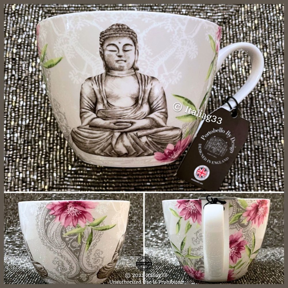 Portobello by Design Buddha Flower Paisley Mug Coffee/Tea Bone China England NEW
